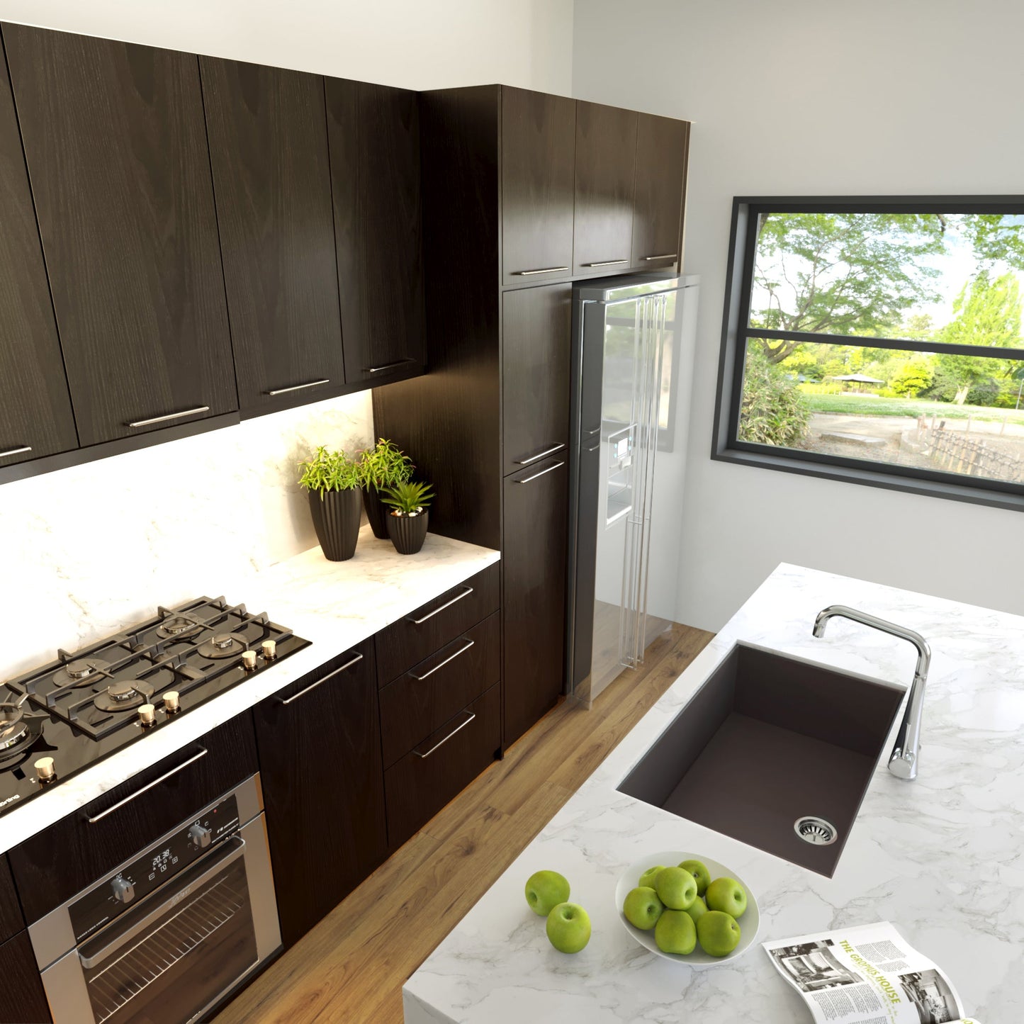 Nantucket Sinks Plymouth Collection 30" Rectangle Undermount Matte Brown Granite Composite Single Bowl Kitchen Sink
