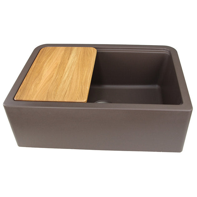 Nantucket Sinks Plymouth Collection 30" Rectangle Undermount Matte Brown With Metallic Flecks Granite Composite Single Bowl Apron Reversible Workstation Kitchen Sink With Accessory Pack