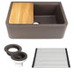 Nantucket Sinks Plymouth Collection 30" Rectangle Undermount Matte Brown With Metallic Flecks Granite Composite Single Bowl Apron Reversible Workstation Kitchen Sink With Accessory Pack