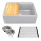 Nantucket Sinks Plymouth Collection 30" Rectangle Undermount Matte Light Grey With Metallic Flecks Granite Composite Single Bowl Apron Reversible Workstation Kitchen Sink With Accessory Pack