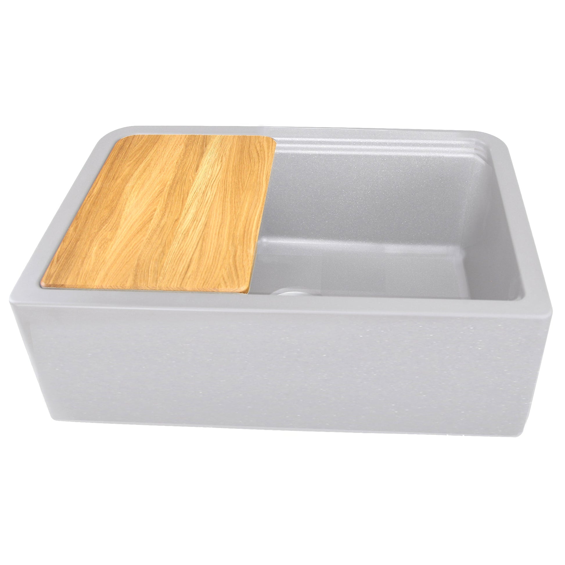 Nantucket Sinks Plymouth Collection 30" Rectangle Undermount Matte Light Grey With Metallic Flecks Granite Composite Single Bowl Apron Reversible Workstation Kitchen Sink With Accessory Pack
