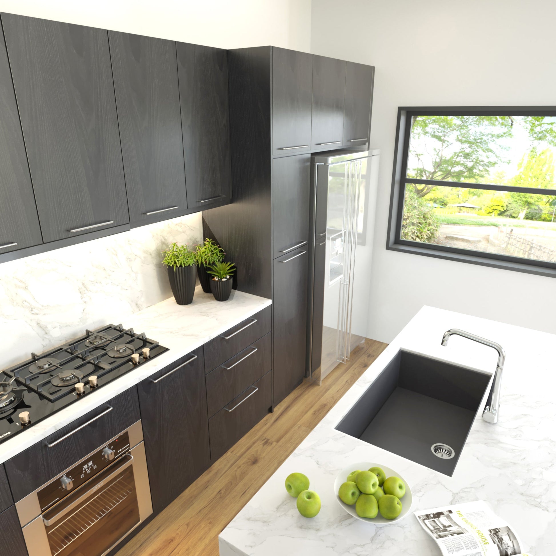 Nantucket Sinks Plymouth Collection 30" Rectangle Undermount Matte Titanium Granite Composite Single Bowl Kitchen Sink