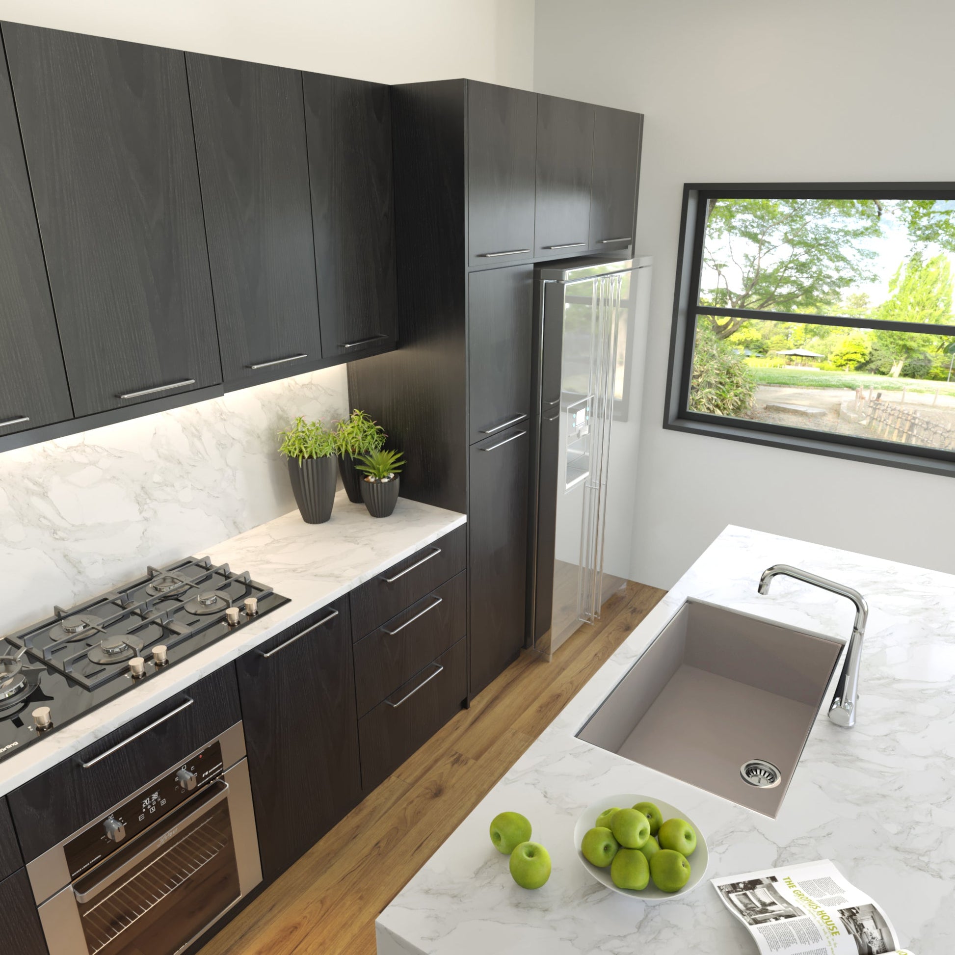 Nantucket Sinks Plymouth Collection 30" Rectangle Undermount Matte Truffle Granite Composite Single Bowl Kitchen Sink