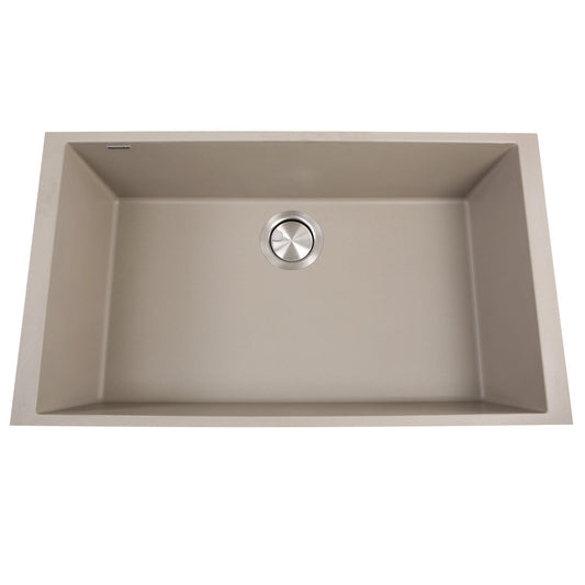 Nantucket Sinks Plymouth Collection 30" Rectangle Undermount Matte Truffle Granite Composite Single Bowl Kitchen Sink