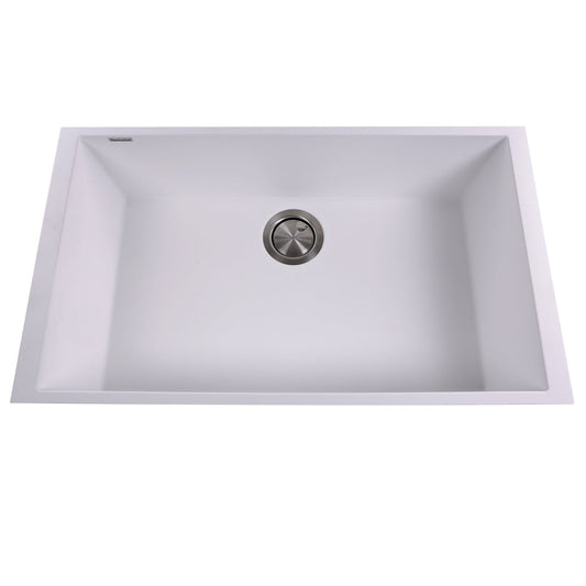 Nantucket Sinks Plymouth Collection 30" Rectangle Undermount Matte White Granite Composite Single Bowl Kitchen Sink
