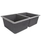 Nantucket Sinks Plymouth Collection 32" Rectangle Undermount Matte Titanium Granite Composite 50/50 Double Bowl Kitchen Sink