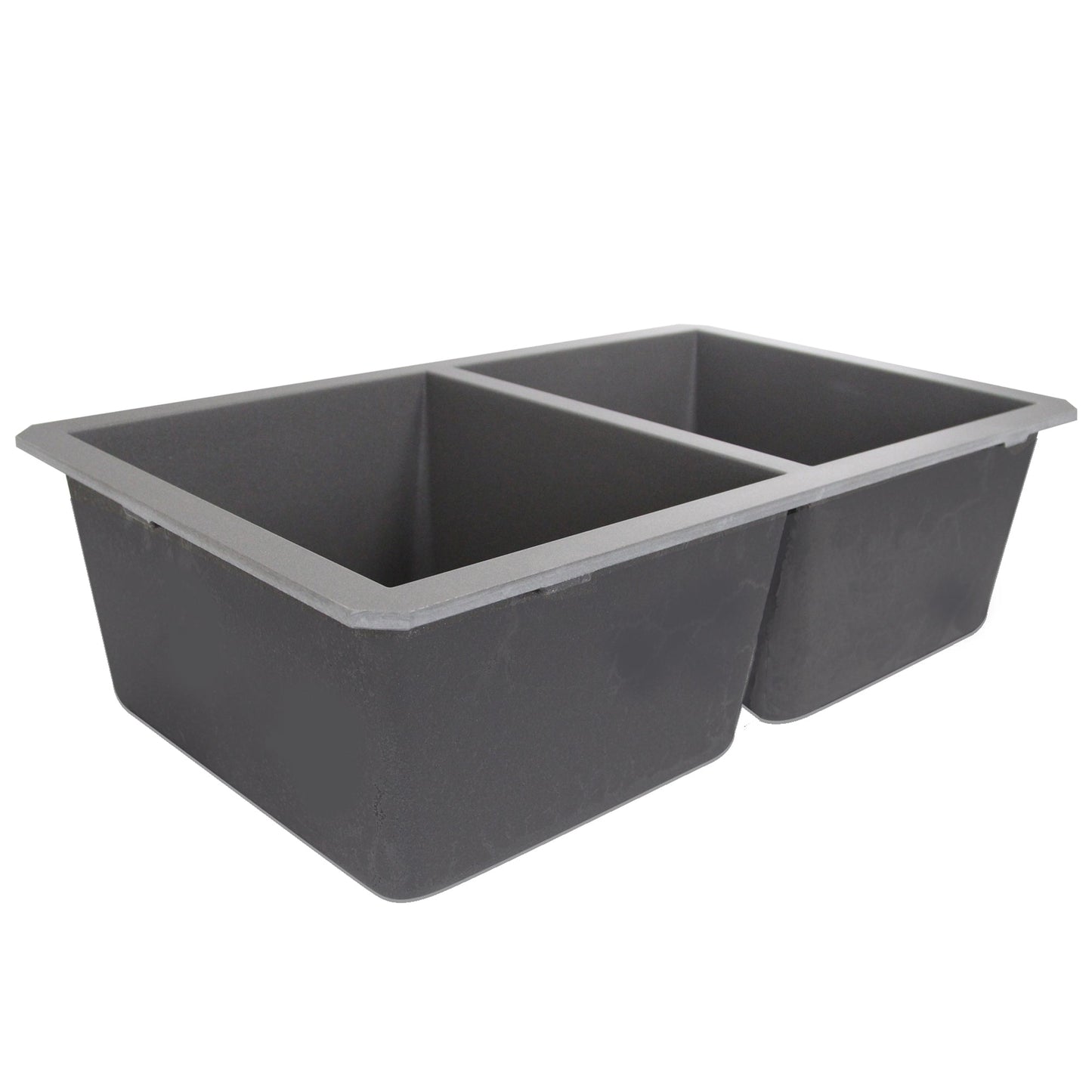 Nantucket Sinks Plymouth Collection 32" Rectangle Undermount Matte Titanium Granite Composite 50/50 Double Bowl Kitchen Sink