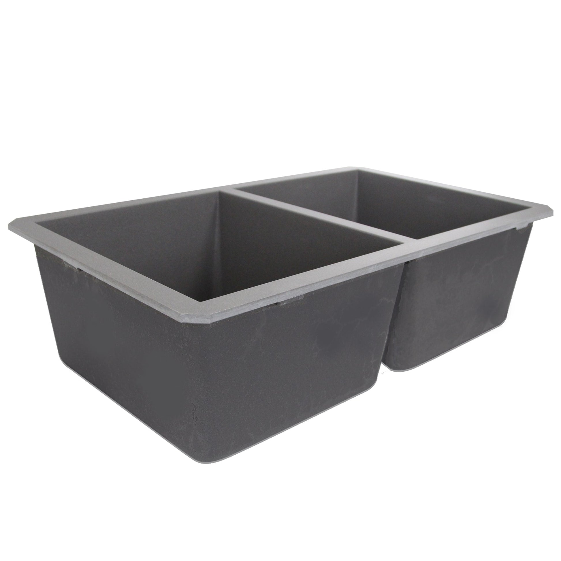 Nantucket Sinks Plymouth Collection 32" Rectangle Undermount Matte Titanium Granite Composite 50/50 Double Bowl Kitchen Sink