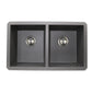 Nantucket Sinks Plymouth Collection 32" Rectangle Undermount Matte Titanium Granite Composite 50/50 Double Bowl Kitchen Sink