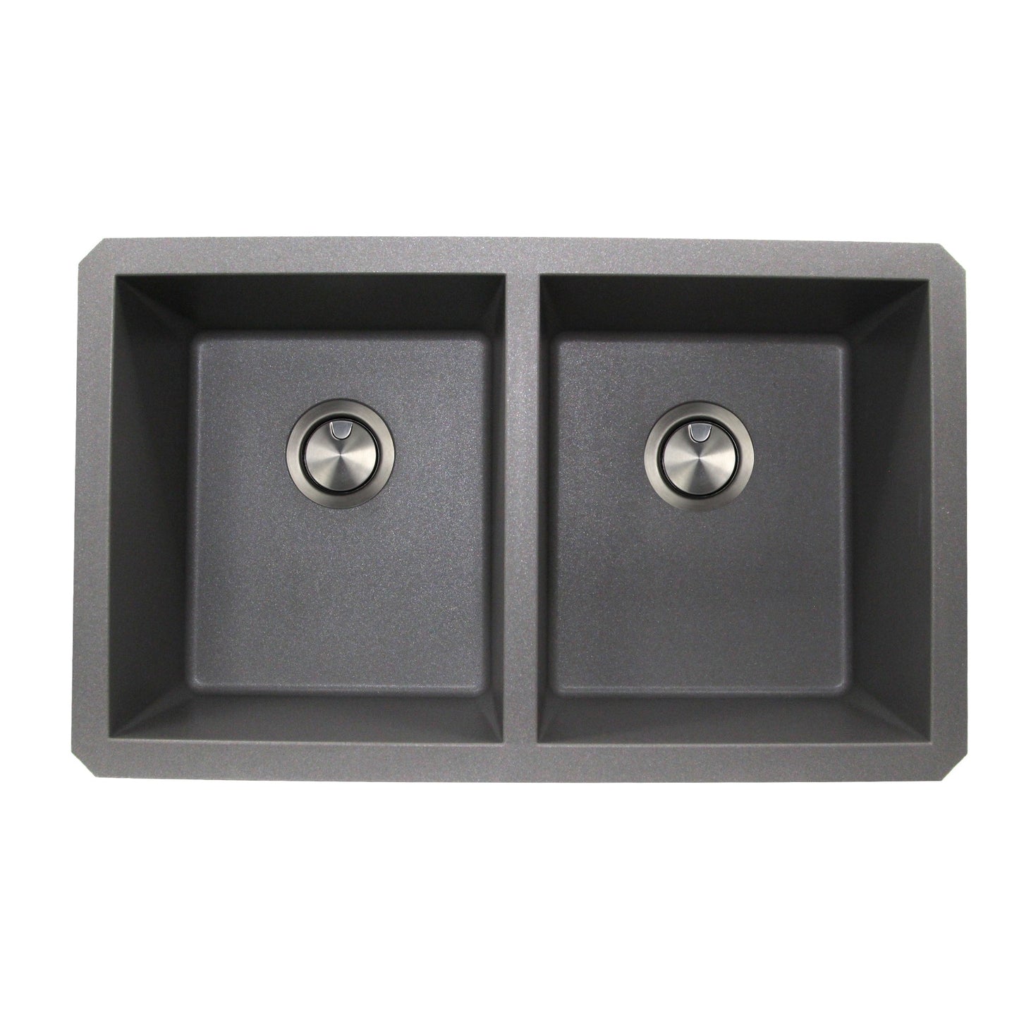 Nantucket Sinks Plymouth Collection 32" Rectangle Undermount Matte Titanium Granite Composite 50/50 Double Bowl Kitchen Sink