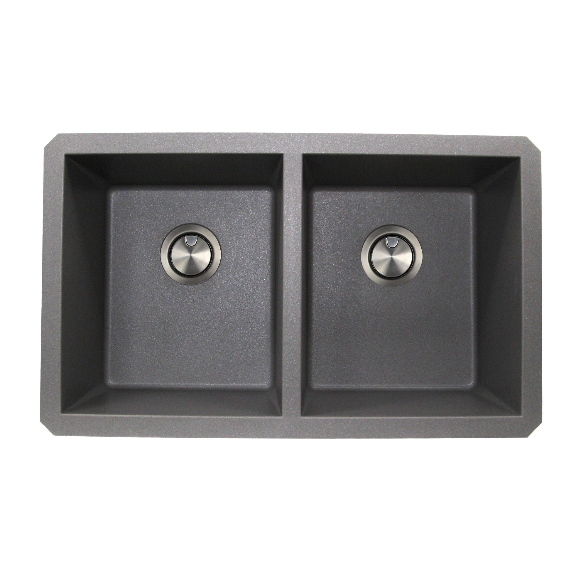 Nantucket Sinks Plymouth Collection 32" Rectangle Undermount Matte Titanium Granite Composite 50/50 Double Bowl Kitchen Sink