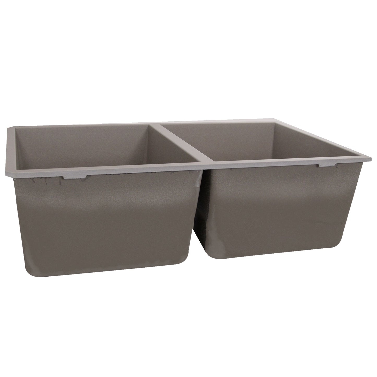 Nantucket Sinks Plymouth Collection 32" Rectangle Undermount Matte Truffle Granite Composite 50/50 Double Bowl Kitchen Sink