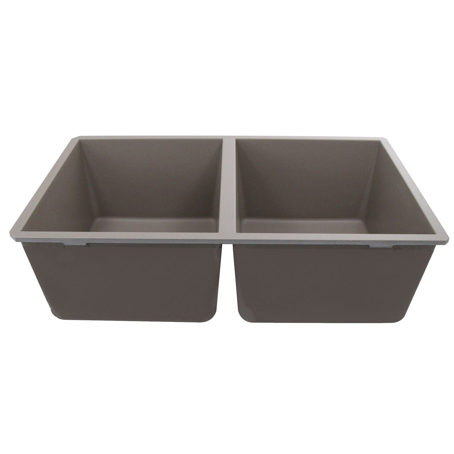 Nantucket Sinks Plymouth Collection 32" Rectangle Undermount Matte Truffle Granite Composite 50/50 Double Bowl Kitchen Sink