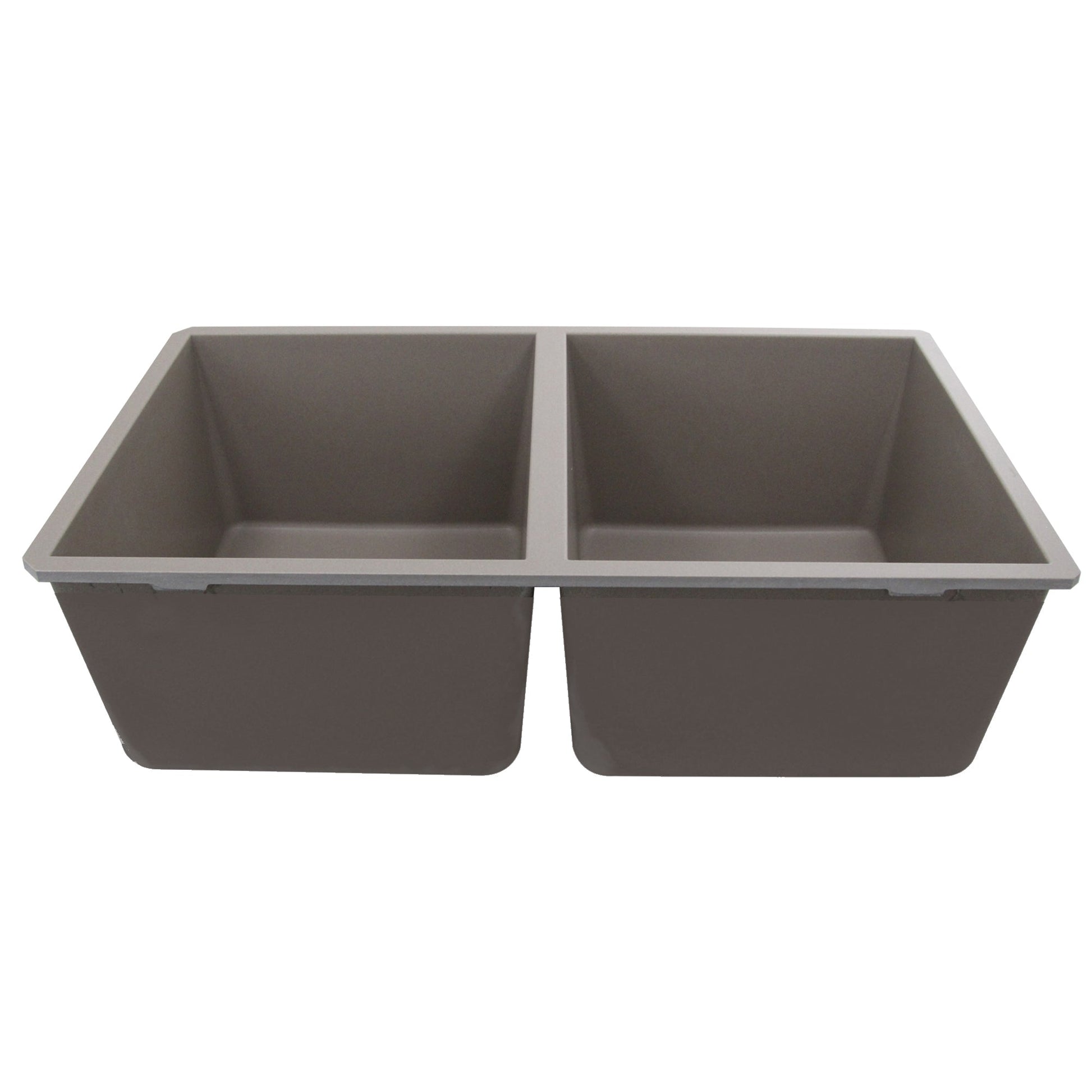 Nantucket Sinks Plymouth Collection 32" Rectangle Undermount Matte Truffle Granite Composite 50/50 Double Bowl Kitchen Sink