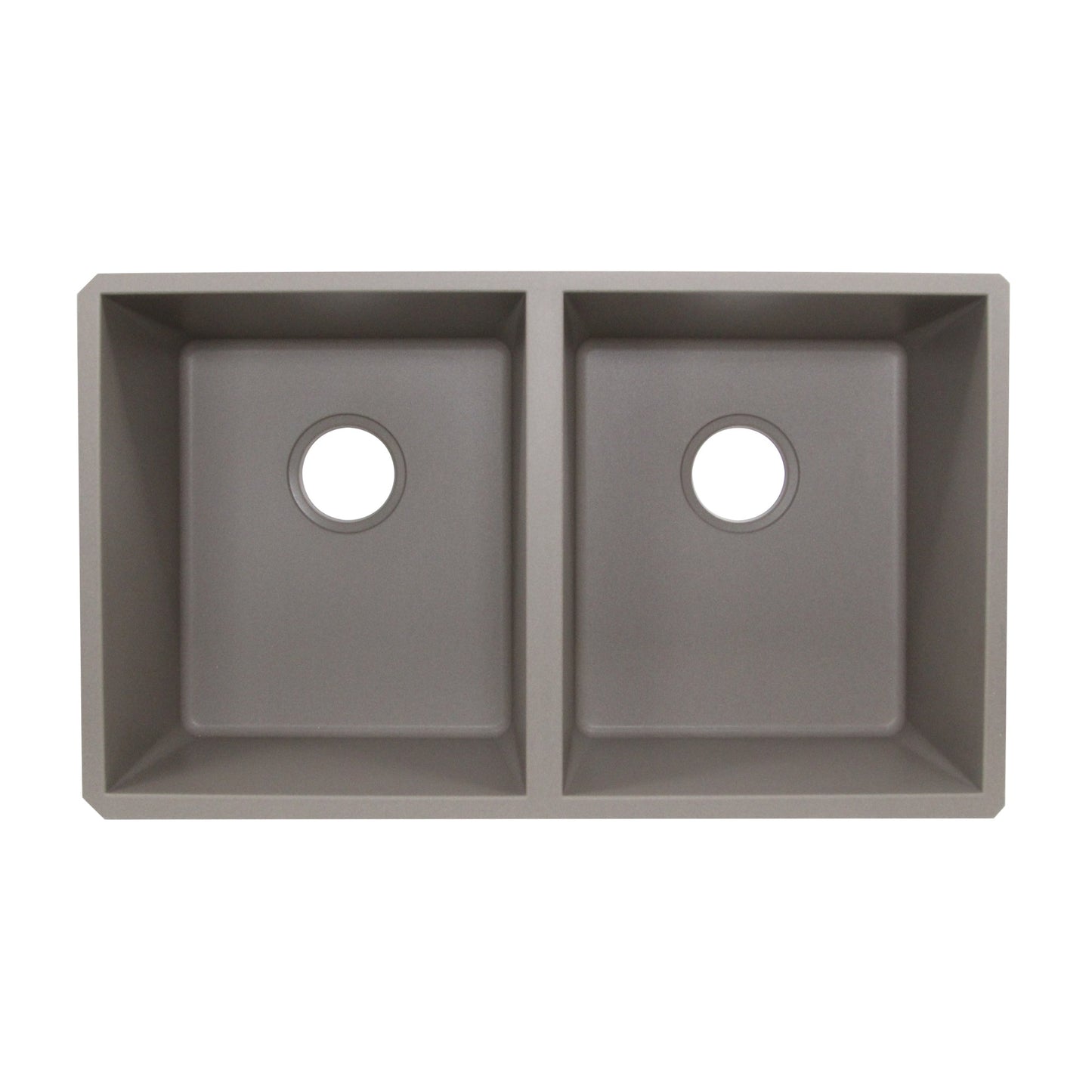 Nantucket Sinks Plymouth Collection 32" Rectangle Undermount Matte Truffle Granite Composite 50/50 Double Bowl Kitchen Sink