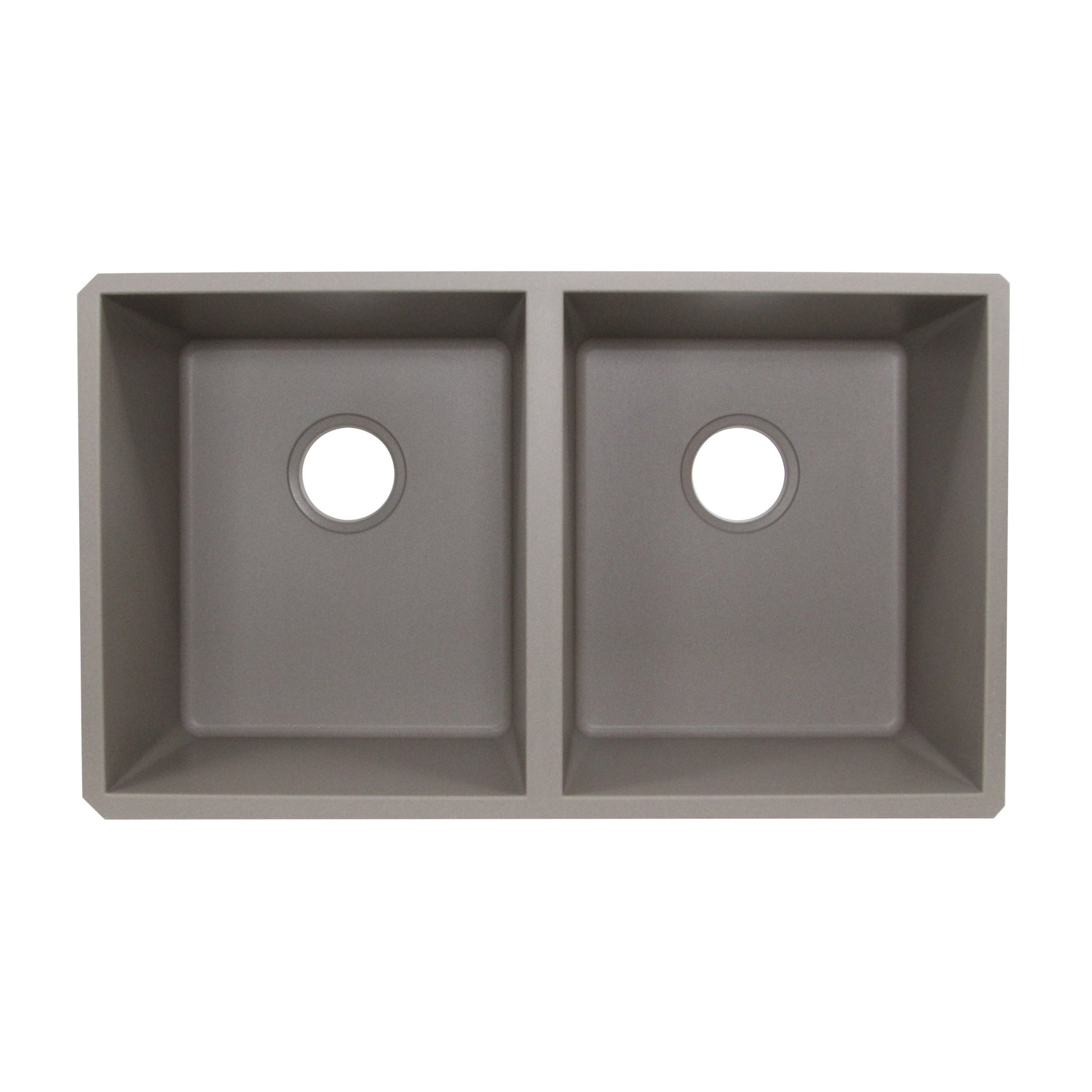 Nantucket Sinks Plymouth Collection 32" Rectangle Undermount Matte Truffle Granite Composite 50/50 Double Bowl Kitchen Sink