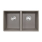 Nantucket Sinks Plymouth Collection 32" Rectangle Undermount Matte Truffle Granite Composite 50/50 Double Bowl Kitchen Sink