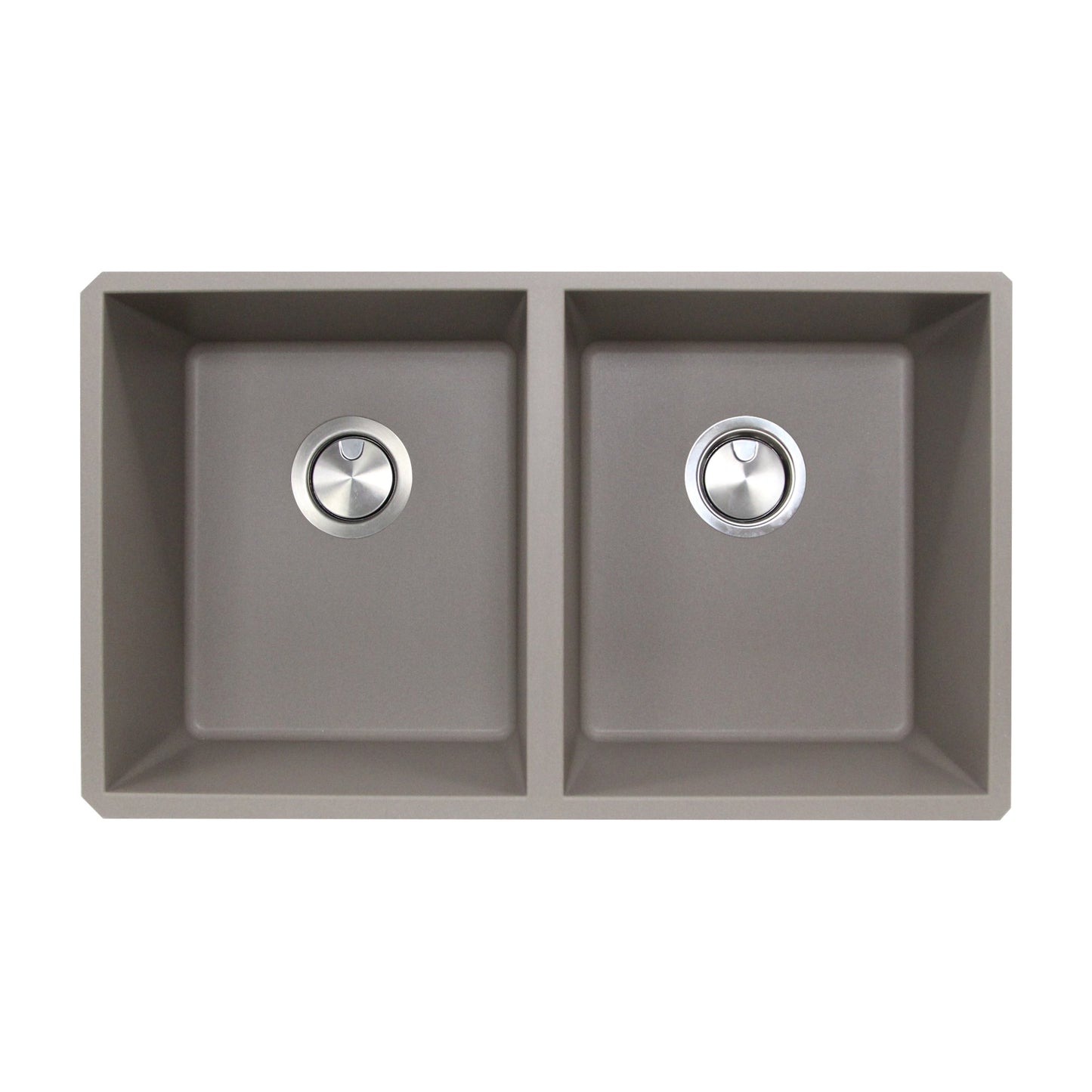 Nantucket Sinks Plymouth Collection 32" Rectangle Undermount Matte Truffle Granite Composite 50/50 Double Bowl Kitchen Sink