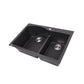 Nantucket Sinks Plymouth Collection 33" Irregular/Rectangle Dual-mount Matte Black Granite Composite 60/40 Double Bowl Kitchen Sink