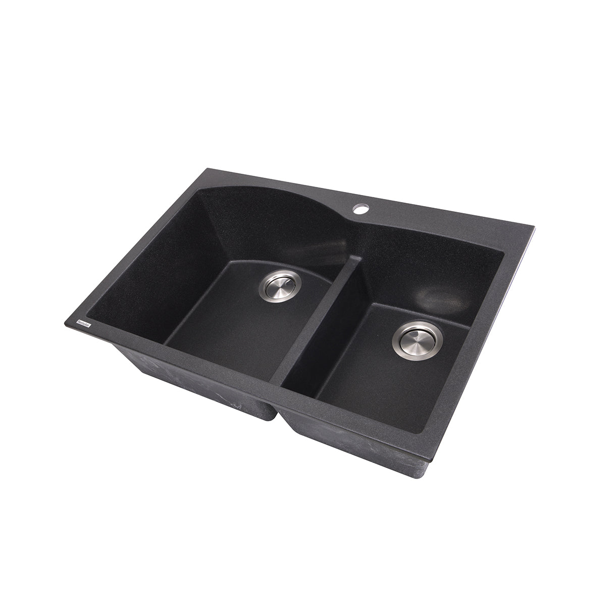 Nantucket Sinks Plymouth Collection 33" Irregular/Rectangle Dual-mount Matte Black Granite Composite 60/40 Double Bowl Kitchen Sink