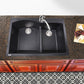 Nantucket Sinks Plymouth Collection 33" Irregular/Rectangle Dual-mount Matte Black Granite Composite 60/40 Double Bowl Kitchen Sink