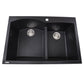 Nantucket Sinks Plymouth Collection 33" Irregular/Rectangle Dual-mount Matte Black Granite Composite 60/40 Double Bowl Kitchen Sink