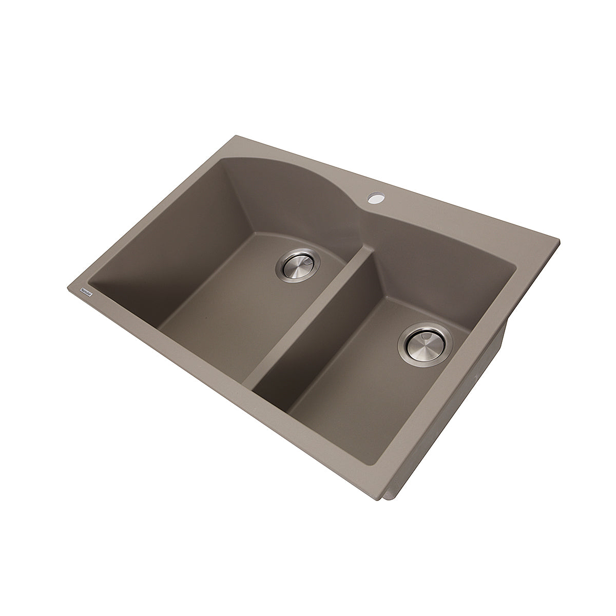 Nantucket Sinks Plymouth Collection 33" Irregular/Rectangle Dual-mount Matte Truffle Granite Composite 60/40 Double Bowl Kitchen Sink