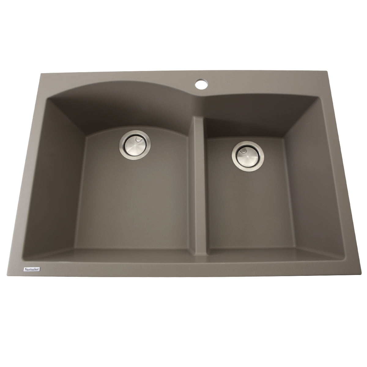 Nantucket Sinks Plymouth Collection 33" Irregular/Rectangle Dual-mount Matte Truffle Granite Composite 60/40 Double Bowl Kitchen Sink