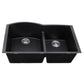 Nantucket Sinks Plymouth Collection 33" Irregular/Rectangle Undermount Matte Black Granite Composite 60/40 Double Bowl Kitchen Sink