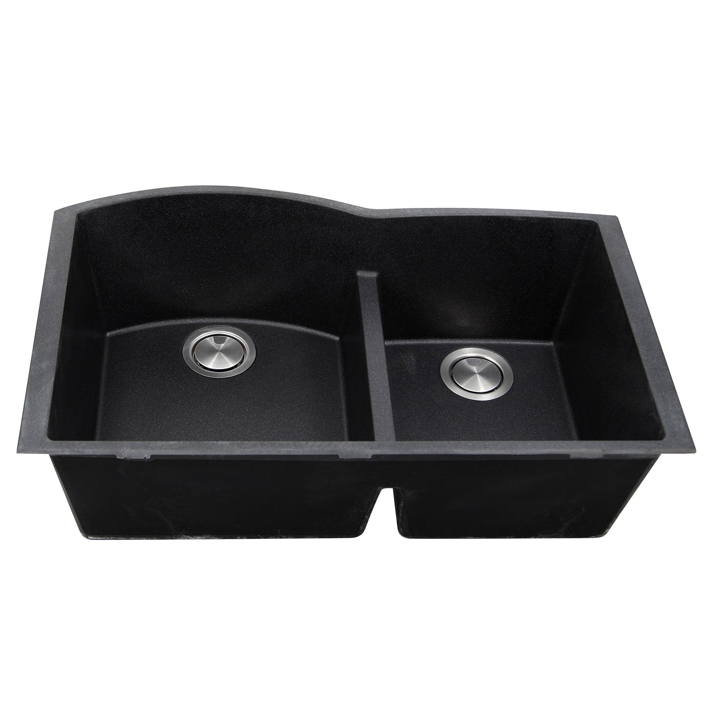 Nantucket Sinks Plymouth Collection 33" Irregular/Rectangle Undermount Matte Black Granite Composite 60/40 Double Bowl Kitchen Sink