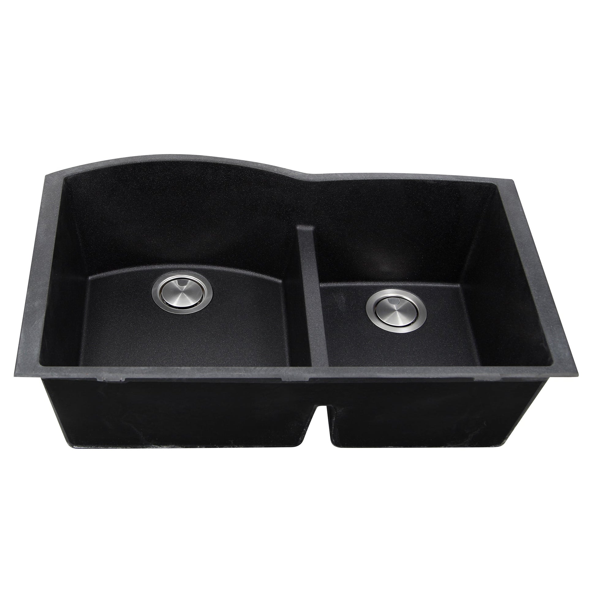 Nantucket Sinks Plymouth Collection 33" Irregular/Rectangle Undermount Matte Black Granite Composite 60/40 Double Bowl Kitchen Sink