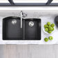 Nantucket Sinks Plymouth Collection 33" Irregular/Rectangle Undermount Matte Black Granite Composite 60/40 Double Bowl Kitchen Sink