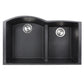 Nantucket Sinks Plymouth Collection 33" Irregular/Rectangle Undermount Matte Black Granite Composite 60/40 Double Bowl Kitchen Sink