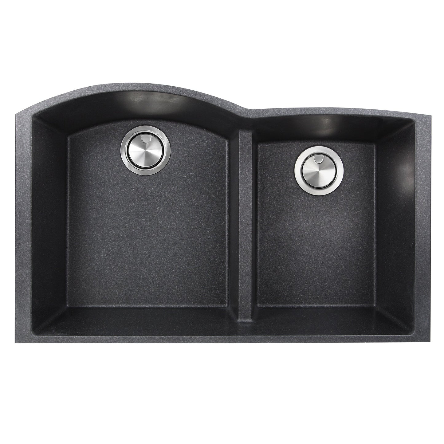 Nantucket Sinks Plymouth Collection 33" Irregular/Rectangle Undermount Matte Black Granite Composite 60/40 Double Bowl Kitchen Sink