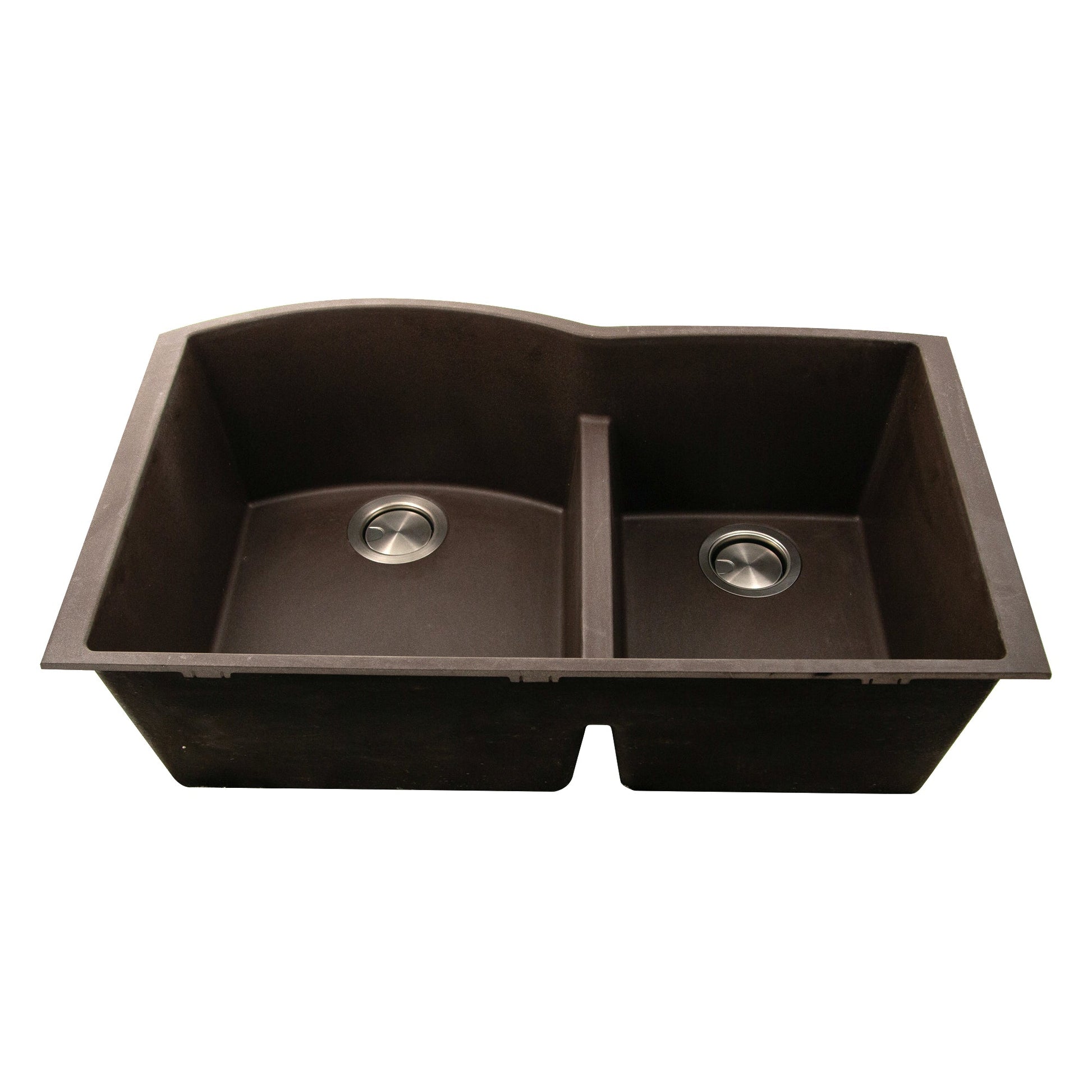 Nantucket Sinks Plymouth Collection 33" Irregular/Rectangle Undermount Matte Brown Granite Composite 60/40 Double Bowl Kitchen Sink