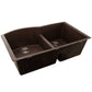 Nantucket Sinks Plymouth Collection 33" Irregular/Rectangle Undermount Matte Brown Granite Composite 60/40 Double Bowl Kitchen Sink