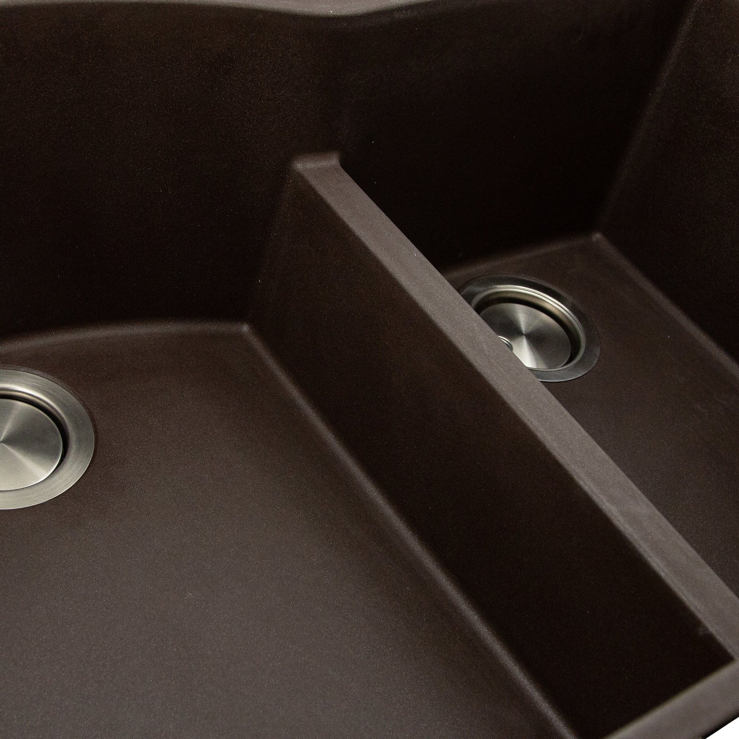Nantucket Sinks Plymouth Collection 33" Irregular/Rectangle Undermount Matte Brown Granite Composite 60/40 Double Bowl Kitchen Sink