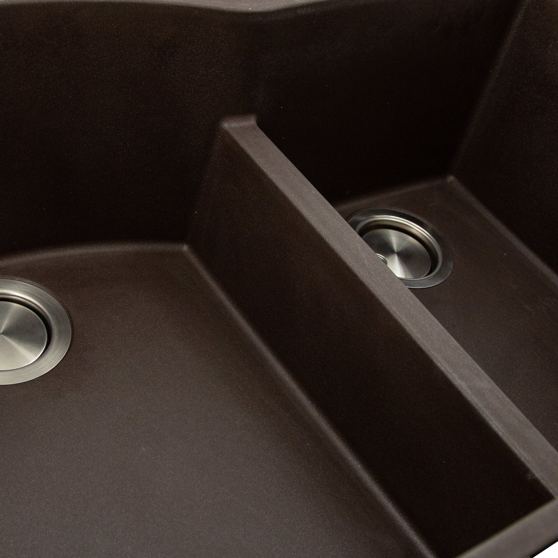 Nantucket Sinks Plymouth Collection 33" Irregular/Rectangle Undermount Matte Brown Granite Composite 60/40 Double Bowl Kitchen Sink