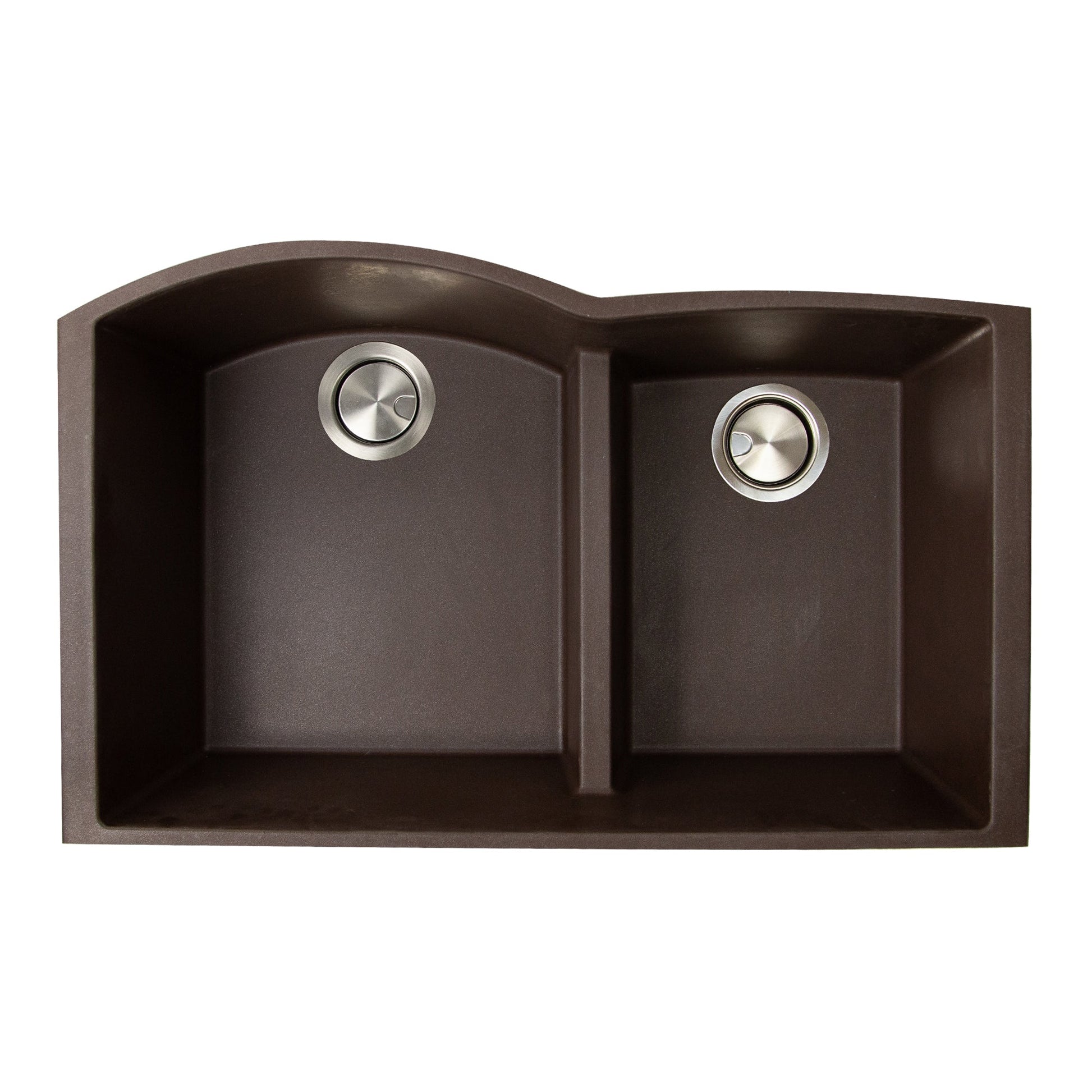Nantucket Sinks Plymouth Collection 33" Irregular/Rectangle Undermount Matte Brown Granite Composite 60/40 Double Bowl Kitchen Sink