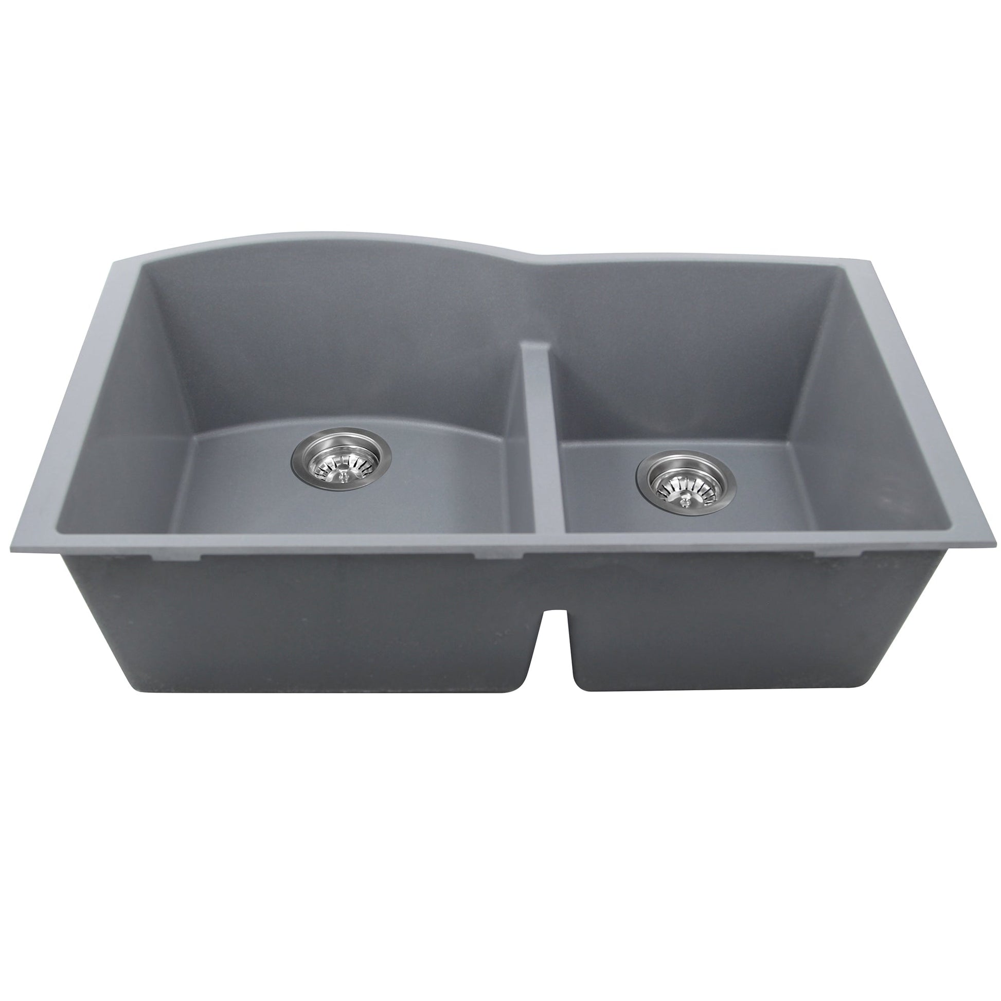 Nantucket Sinks Plymouth Collection 33" Irregular/Rectangle Undermount Matte Titanium Granite Composite 60/40 Double Bowl Kitchen Sink
