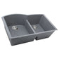 Nantucket Sinks Plymouth Collection 33" Irregular/Rectangle Undermount Matte Titanium Granite Composite 60/40 Double Bowl Kitchen Sink