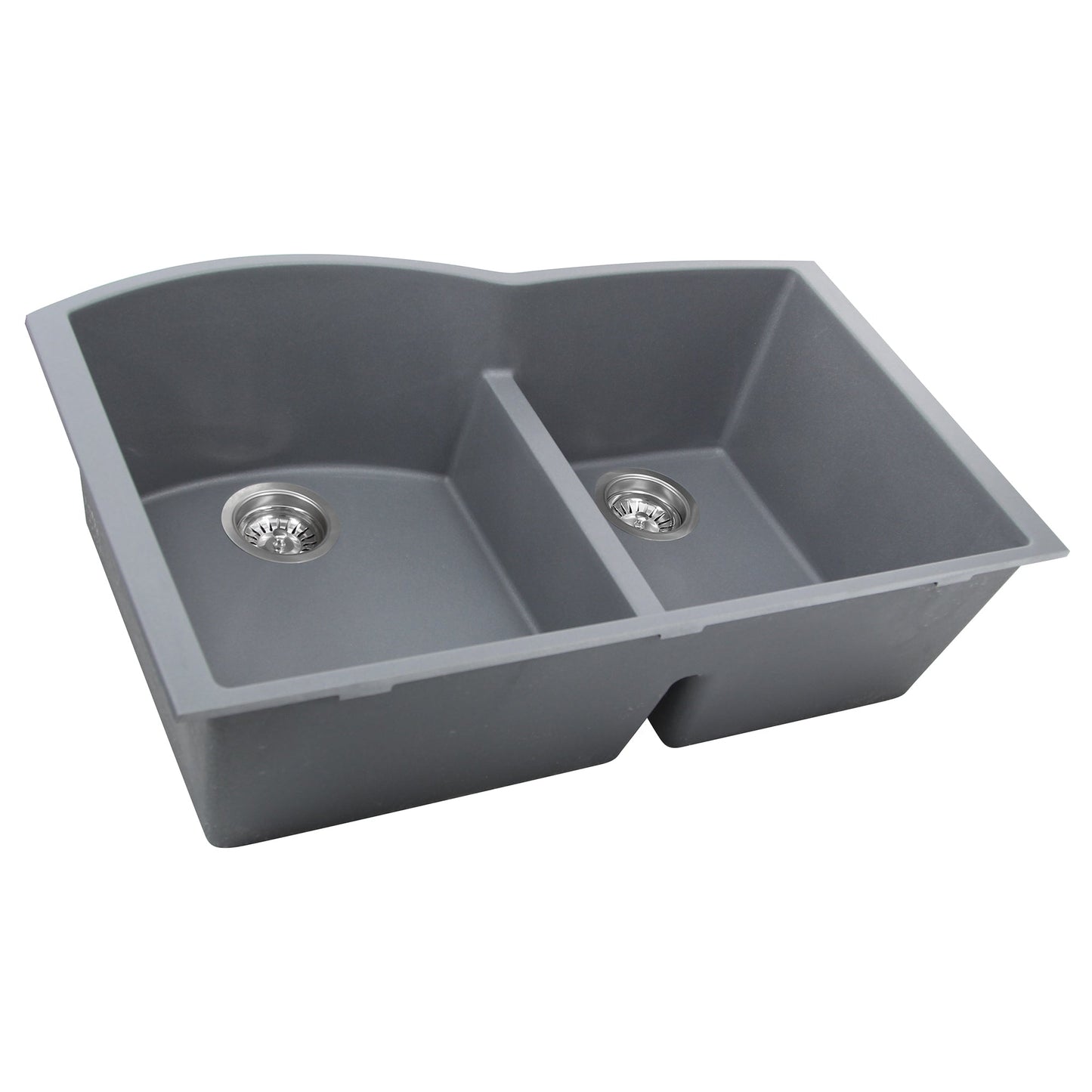 Nantucket Sinks Plymouth Collection 33" Irregular/Rectangle Undermount Matte Titanium Granite Composite 60/40 Double Bowl Kitchen Sink