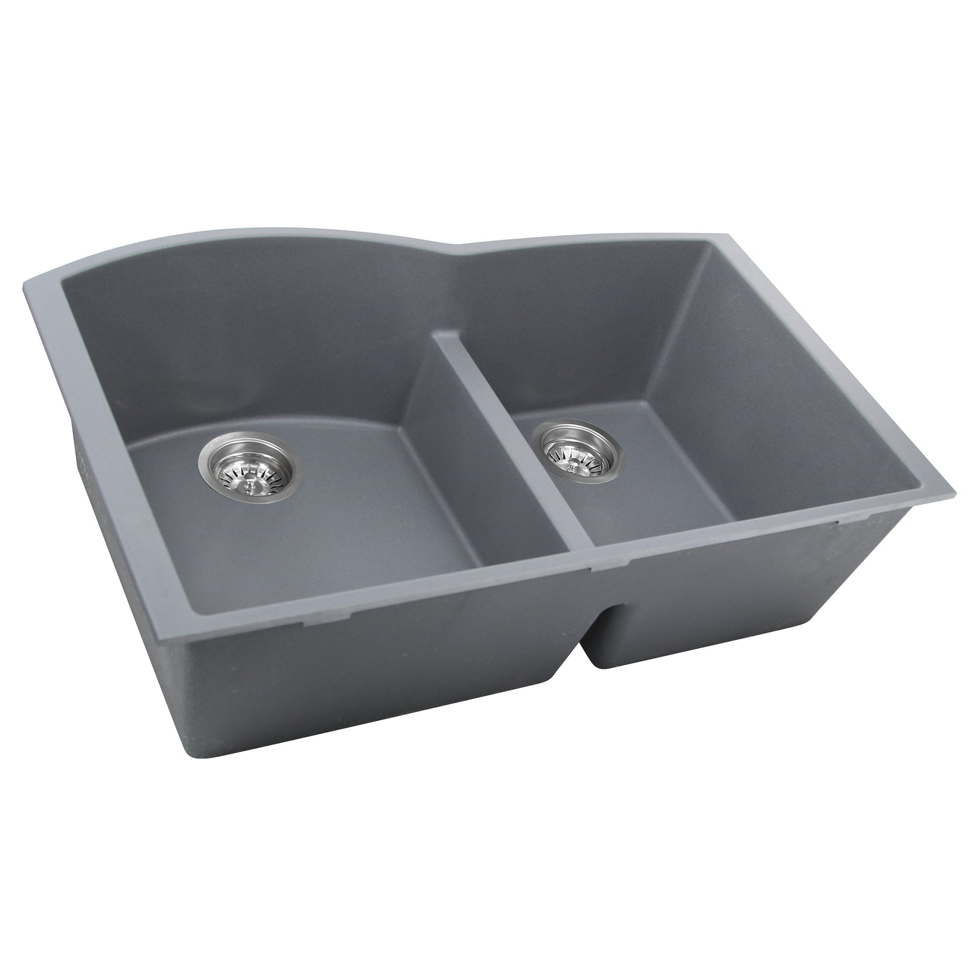 Nantucket Sinks Plymouth Collection 33" Irregular/Rectangle Undermount Matte Titanium Granite Composite 60/40 Double Bowl Kitchen Sink