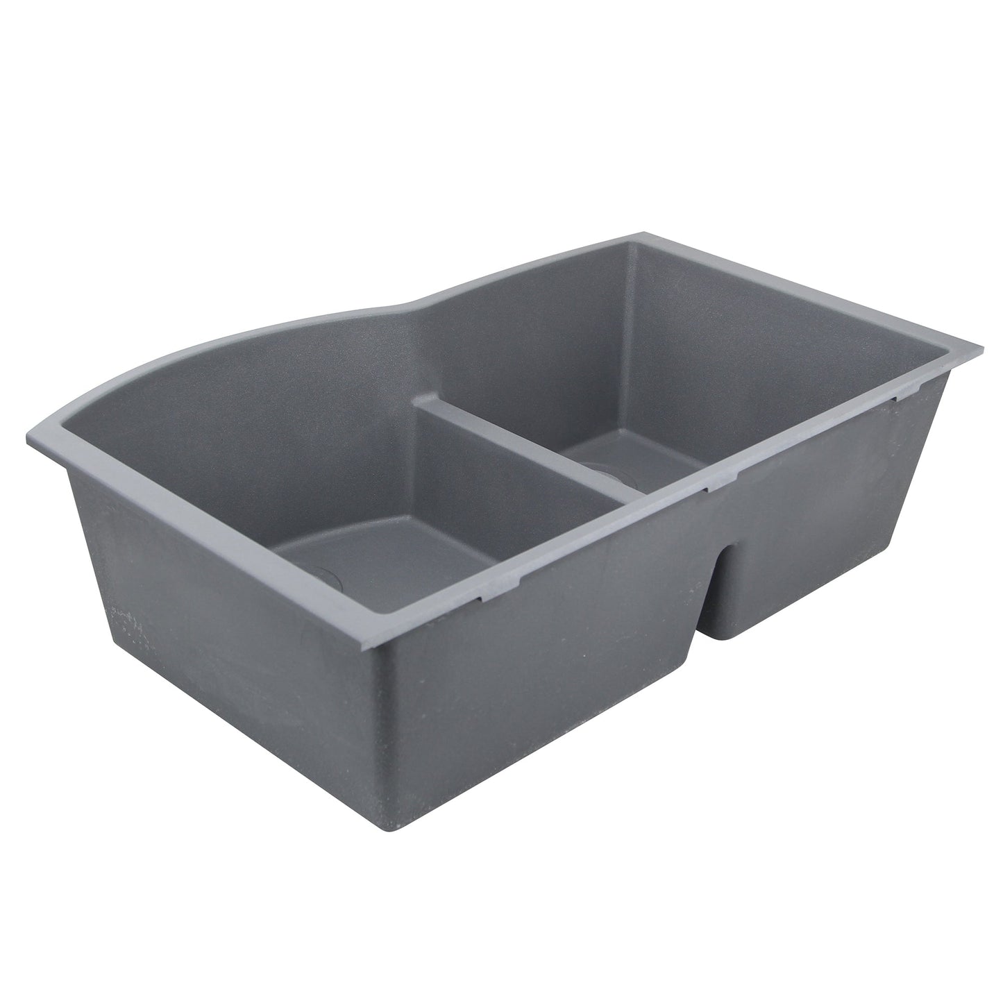 Nantucket Sinks Plymouth Collection 33" Irregular/Rectangle Undermount Matte Titanium Granite Composite 60/40 Double Bowl Kitchen Sink