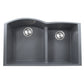 Nantucket Sinks Plymouth Collection 33" Irregular/Rectangle Undermount Matte Titanium Granite Composite 60/40 Double Bowl Kitchen Sink