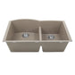 Nantucket Sinks Plymouth Collection 33" Irregular/Rectangle Undermount Matte Truffle Granite Composite 60/40 Double Bowl Kitchen Sink