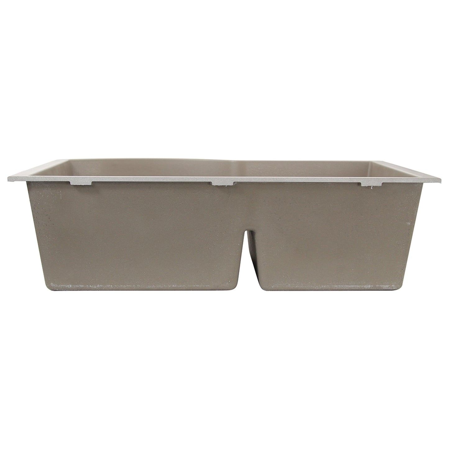 Nantucket Sinks Plymouth Collection 33" Irregular/Rectangle Undermount Matte Truffle Granite Composite 60/40 Double Bowl Kitchen Sink