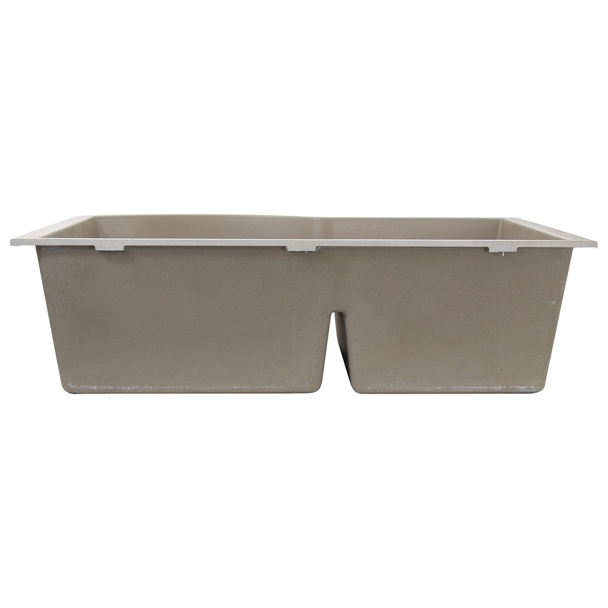 Nantucket Sinks Plymouth Collection 33" Irregular/Rectangle Undermount Matte Truffle Granite Composite 60/40 Double Bowl Kitchen Sink