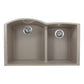 Nantucket Sinks Plymouth Collection 33" Irregular/Rectangle Undermount Matte Truffle Granite Composite 60/40 Double Bowl Kitchen Sink