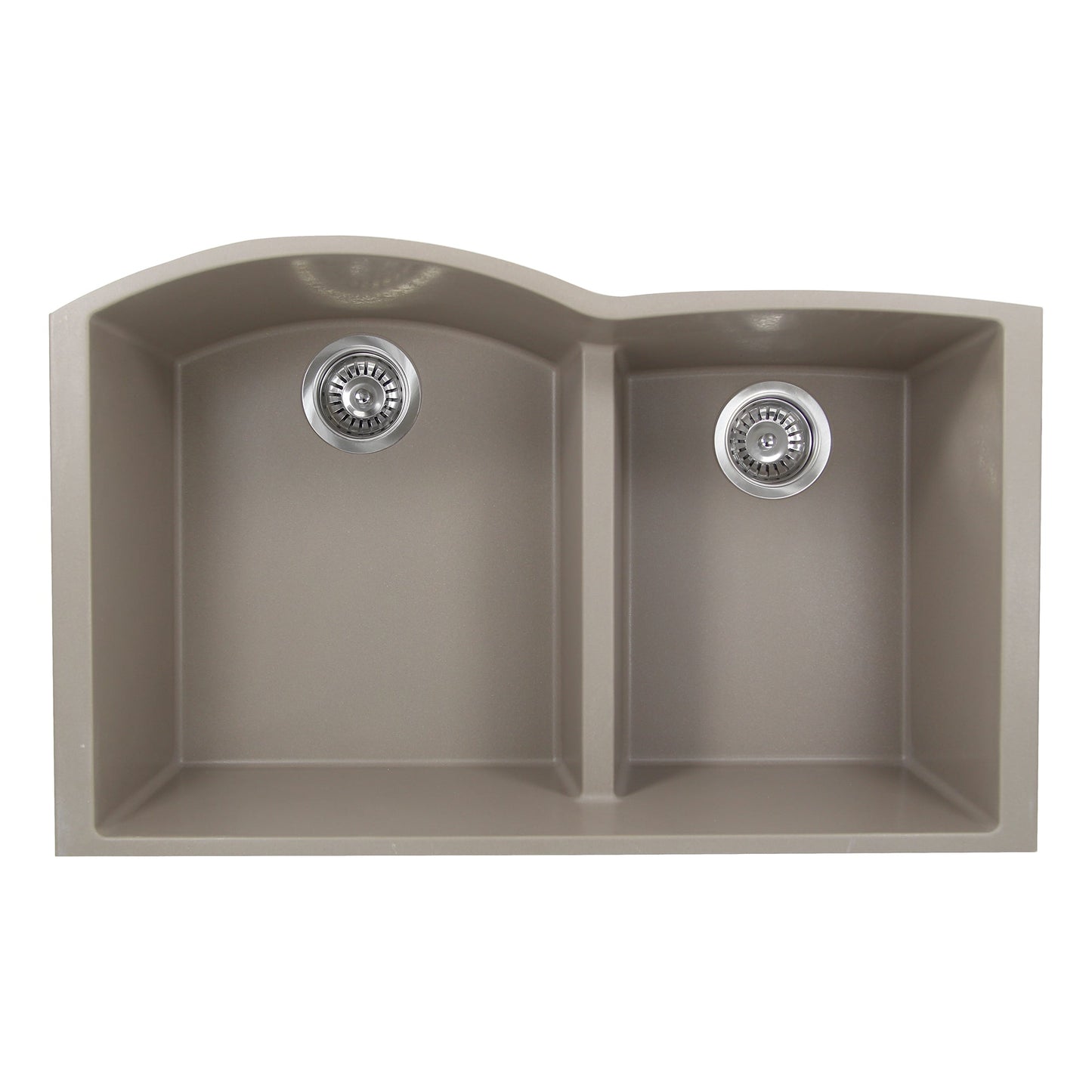 Nantucket Sinks Plymouth Collection 33" Irregular/Rectangle Undermount Matte Truffle Granite Composite 60/40 Double Bowl Kitchen Sink